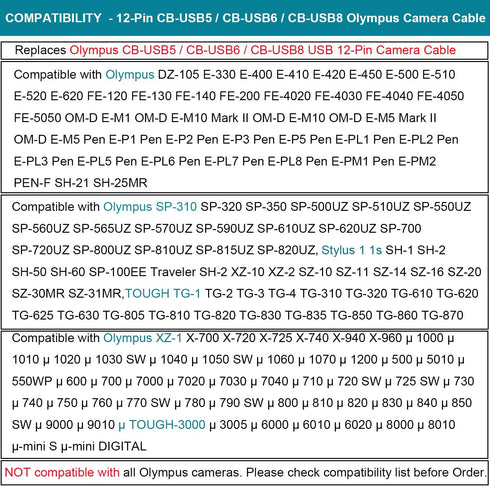 USB Data + Battery Power Charger Cable Cord Lead for Olympus Camera SZ-12 SZ12