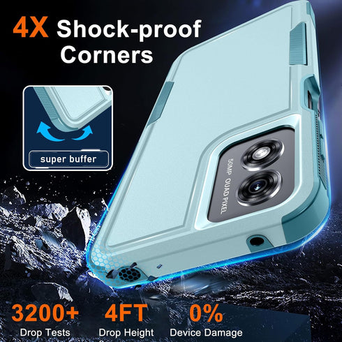 for Motorola Moto G Play 2024 Case - Full Body Heavy Duty Rugged Shockproof Protective Phone Cover with Lanyard Strap