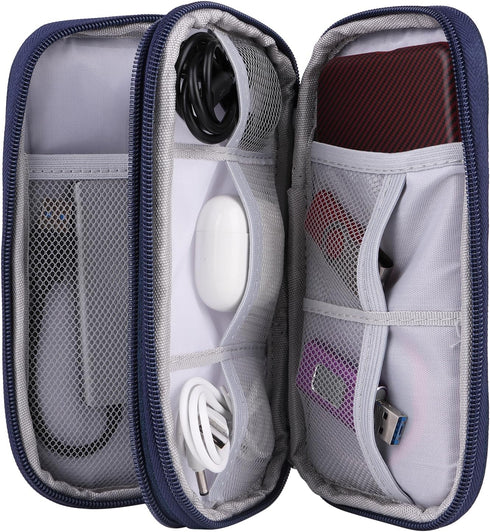 Travel Cable Organizer, Electronics Accessories Bag for Charger, Phone, Memory Card, Travel Gadget Bag, Blue
