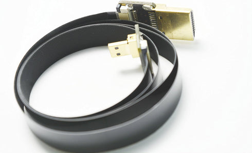 Flat Slim FPV HDMI Cable - Micro HDMI Male 90 Degree to Standard HDMI Male, Compatible with GoPro Sony Alpha A7RII