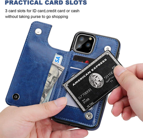 OT ONETOP Wallet Case for iPhone 11 Pro, PU Leather Kickstand with Card Holder, Double Magnetic Clasp, White