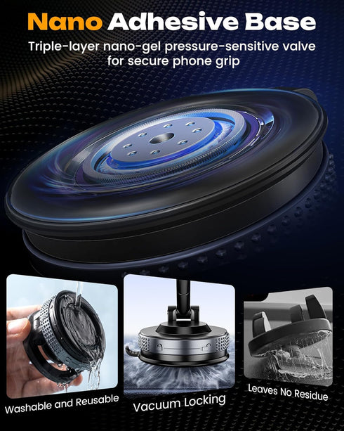 MinVix 360 Vacuum Magnetic Phone Holder, Upgraded Suction Phone Mount, Adjustable Car Phone Holder for MagSafe, Phone