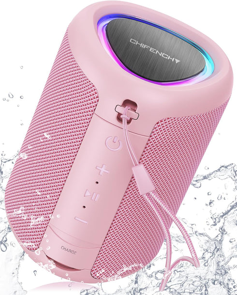 Portable Bluetooth Speaker with Lights, Crystal Clear Sound, IPX5 Waterproof, All Day Playtime, AUX & TF-Card Input