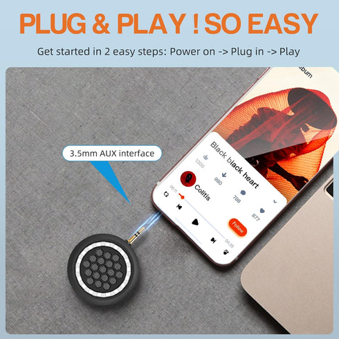 Mini Portable 3W Speaker, Mobile Phone Line-in Speaker with 3.5mm AUX Audio Interface for Tablet/Computer