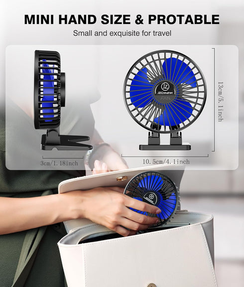 JZCreater USB Desk Fan, Mini Portable Fan with 3 Speeds, Strong Wind, Quiet Personal Fan for Home, Office, Travel