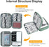 Large Capacity Travel Electronics Accessories Organizer Case, Waterproof Leather Cord Organizer with Adjustable Divider