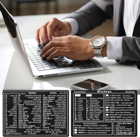 GEEHUA 2 Pcs Laptop Shortcuts Stickers, Word/Excel Quick Reference Guide Keyboard Shortcut Stickers Notebook PVC