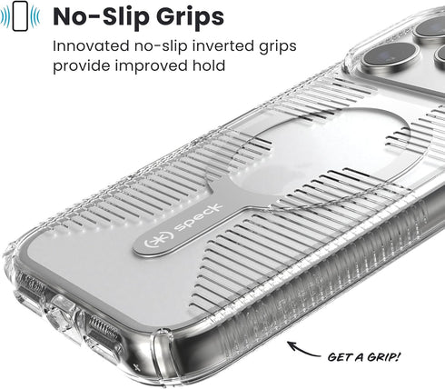 Speck 17 GEMSHELL Grip +MS Case for iPhone Pro Max - Clear/Clear | Slim Protective Grip | Drop Protection | MagSafe
