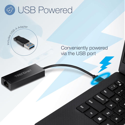 TRENDnet 2.5G USB-C to RJ-45 Ethernet Adapter - 2-in-1 Compatible with USB C/Thunderbolt 3 or USB 3.1, Black