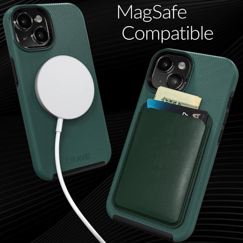 Crave Dual Guard iPhone 15 Case - Forest Green, MagSafe Compatible, Shockproof Dual Layer Protection for Apple iPhone