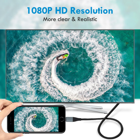 Lightning to HDMI Adapter • HDMI Cable for iPhone to TV • Compatible with iPhone 14, 13, 12, 11 with 1080P HD Display