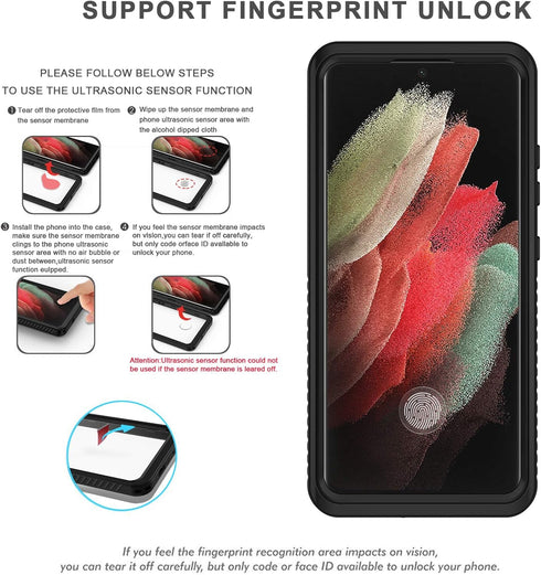 Lanhiem for Samsung Galaxy S21 Ultra Case, IP68 Waterproof Dustproof, Rugged Full Body Shockproof Phone Cover, Black