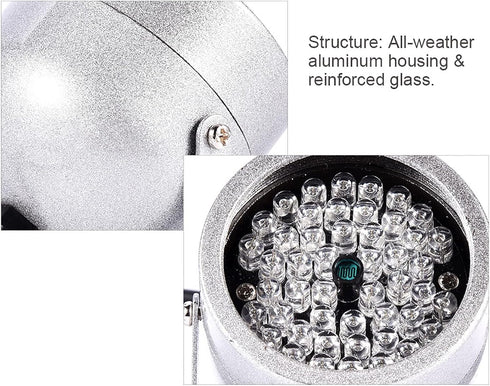 Ejoyous 48 LED Infrared Illuminator, Waterproof Night Vision Light for Indoor Outdoor CCTV Security Camera System