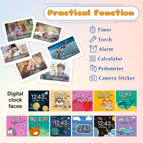 Kids Smart Watch for Boys Girls, Game Smart Watch Gifts for 4-12 Years Old with 15 Games, Camera, Music Player
