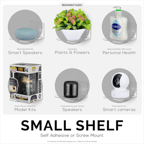 4.5" Small Baby Monitors & Speaker Wall Mount Shelf - Adhesive & Screw-in for Security Cameras and Decor