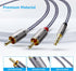 Ruaeoda 3.5mm to 2RCA Cable 6 Feet, Braided 2RCA to 3.5mm AUX Stereo Y Splitter Cable, Double-Shielded for Audiophiles