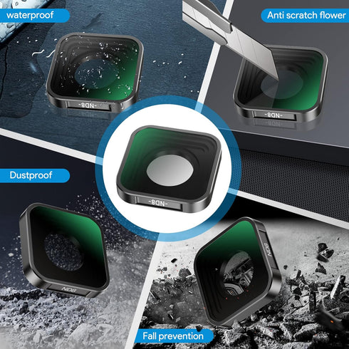 REYGEAK 6-Pack Lens Filter Set CPL ND8 ND16 ND32 ND64 ND1000 for GoPro Hero 12 11 10 9 Accessories