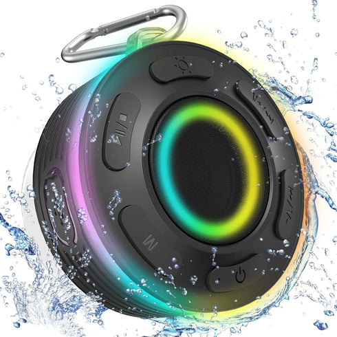 Portable Bluetooth Speaker with HiFi Stereo Sound, IP7 Waterproof with Suction Cup for Outdoor and Shower Use