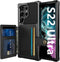 Samsung Galaxy S22 Ultra Case Black, Heavy Duty Shockproof Rugged Soft TPU Leather Flip Wallet Cover with Card Holder,