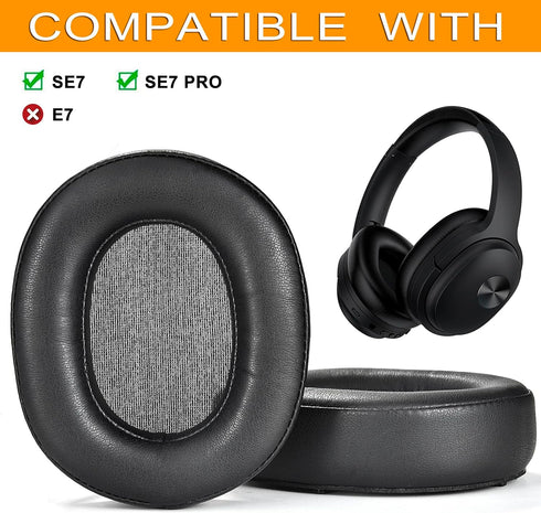 SE7 Earpads Ear Cushions Replacement Cover Compatible with COWIN SE7 / SE7 PRO Headphones,High-Density Noise Cancelling Foam,Softer Leather,Added Thickness