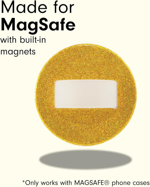 Sonix Magnetic Phone Grip, Glitter - Gold | Removable Silicone Ring Loop Holder Compatible with MagSafe