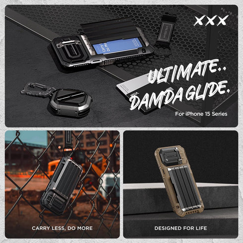 VRS DESIGN Damda Glide Ultimate Case for iPhone 15 Pro Max (2023) - Premium Wallet Case with Multi-Functional Strap