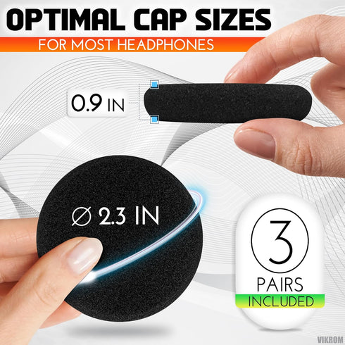 Headphone Ear Covers 60mm - 3 Pairs Headphone Covers Earphone Covers Replacement Headphone Ear Pads Memory Foam Earbud Tips Headphones Covers - Ear Cushions Earbuds Cover Foam Cushion