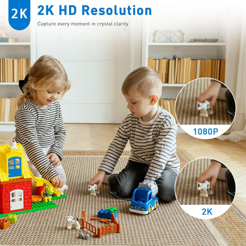 Small Security Camera, Upgraded Indoor Camera for Pets, Dogs, Babies, Smart WiFi Home Monitor, App Control, Compatible with Alexa, white, K01-1