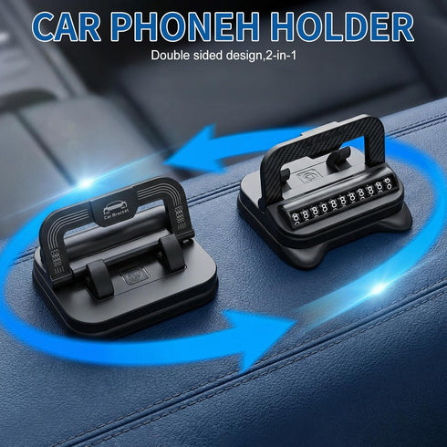 Generic 2-in-1 360 Car Dashboard Phone Mount with Roll-Up License Plate Holder, Adjustable Viewing, Shockproof
