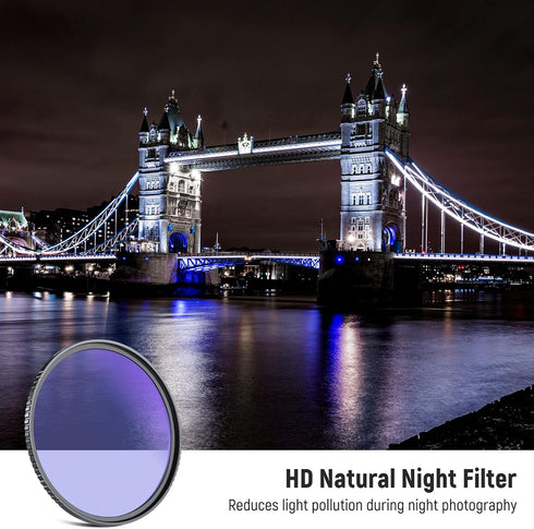 Neewer 58mm Natural Night Filter with HD Neodymium Glass, Light Pollution Reduction for Night City Sky Shots