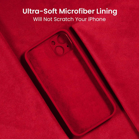 FireNova iPhone 15 Case, Deep Red Silicone with Camera Protection & 2 Screen Protectors, 6.1" Soft Microfiber Lining.