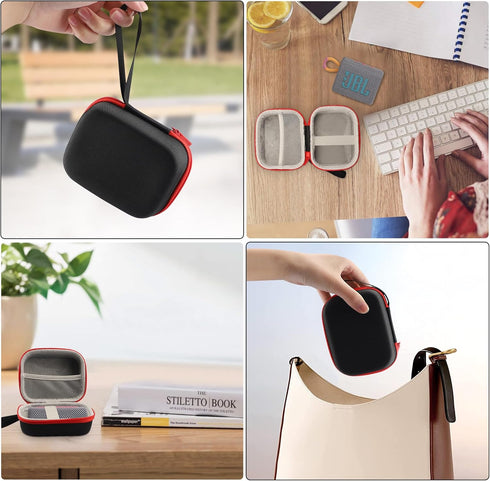 Hard Case for JBL GO3 / Go 3 Eco Portable Bluetooth Speaker, EVA Protection Case for Outdoor Use (Black+Red)