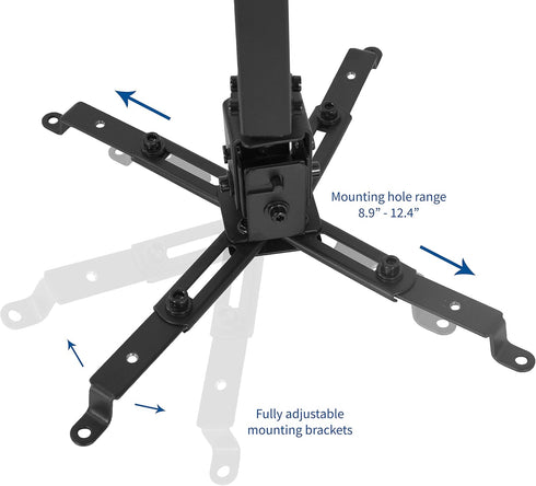 VIVO MOUNT-VP06B Universal Adjustable Wall Ceiling Projector Mount Bracket, Extendable Length, Black