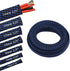 30ft PET Expandable Wire Cable Sleeve (1/4", Blue & Black)