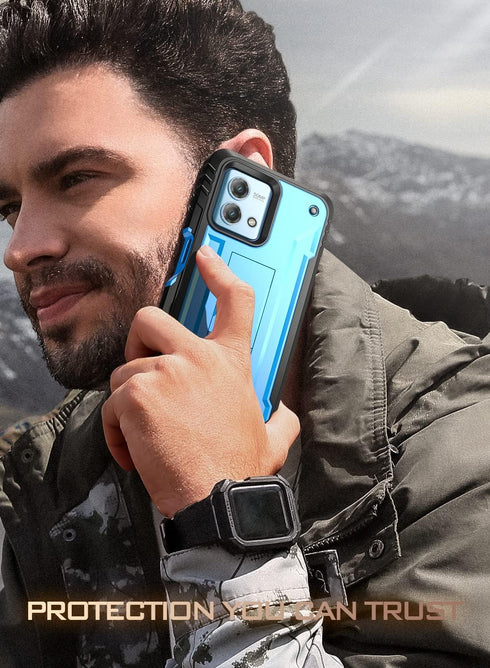 Poetic Revolution Case for Motorola Moto G Stylus 4G 2023 - Rugged, Shockproof, 20FT Drop Tested, Light Blue, Kickstand