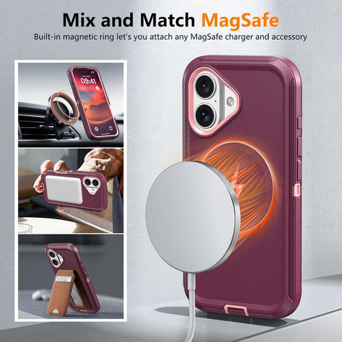 TUTUKII 16 3-Layer 6.1", Compatible with iPhone Case with Screen Protector, Shockproof, Compatible with MagSafe, Drop