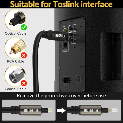 Elecan Optical Audio Cable 100 Ft, Digital Audio Toslink Cable Cord for Home Theater, PS4 & Xbox
