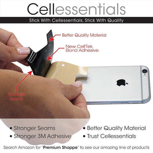 USA Merchant Redesigned Card Holder - Silicone Stick on Cell Phone Wallet for Credit Card ID - Black, White, Navy