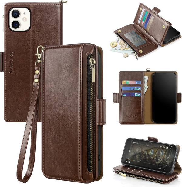 Antsturdy Compatible with iPhone 11 Wallet Case,RFID Blocking PU Leather Phone Case Women