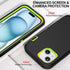 iPhone 15 Heavy Duty Case with 2 Pack Screen Protector - Rugged Military Grade Drop Protection (Black/Green)