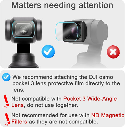 FiTSTILL 3pcs Lens Protector + 3pcs LCD Screen Protector for DJI Osmo Pocket 3 Camera, Ultra-Clear Tempered Glass Film