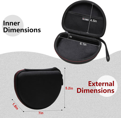 LTGEM Hard Case for Sony MDR-ZX110/ZX110AP/ZX110NC/ZX310AP Wired On-Ear Headphones, for iClever BTH22 Kids Headphones - Travel Protective Carrying Storage Bag, Case Only(Black+Black)
