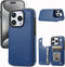 Compatible Wallet Case for iPhone 15 Pro 6.1” +1 Screen Protector, Slim PU Leather Kickstand Case, Deep Blue