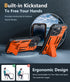 FNTCASE Military Grade Drop Proof Rugged Protective Case for iPhone 15 Pro with Kickstand & Built-in Protector (Orange)