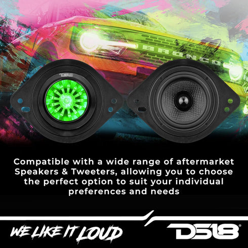 DS18 BRO-DA Bronco Dashboard Speaker Adapter for 1.7”, 2.9”, and 3.6” Tweeters or Midrange Speakers, Ford Bronco