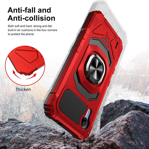 TJS Cricket Debut S2 Case, AT&T Calypso 4 Case, Heavy Duty Drop Protection Cover with Metal Ring Magnetic Kickstand