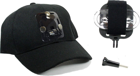 Baseball Hat Compatible with Smartphone or GoPro Camera Head Mount for Any Cell Phone or Action Camera