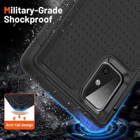 Samsung Galaxy A71 5G Case, 2 in 1 Gift Military Grade Drop Protective Rugged Heavy Duty Cover, Shockproof Case for