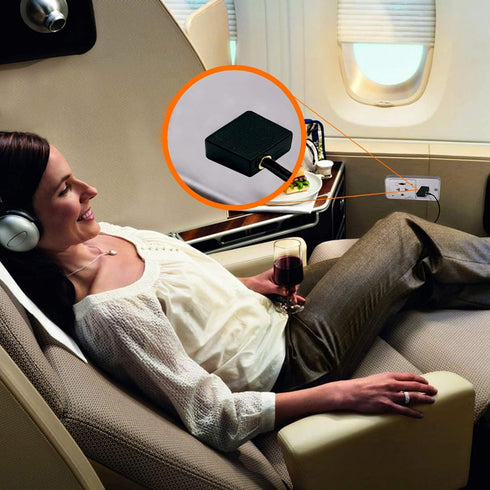 Gold Plated Airplane Flight Headphone Adapters (Pack of 2) by Mobi Lock, Use Earphones with In-Flight Media