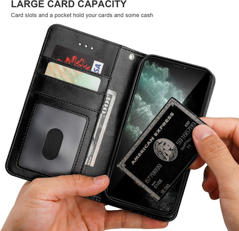 Bocasal Wallet Case for iPhone 11 Pro, Magnetic Detachable Kickstand, Shockproof, Card Holder, Removable Flip Cover,